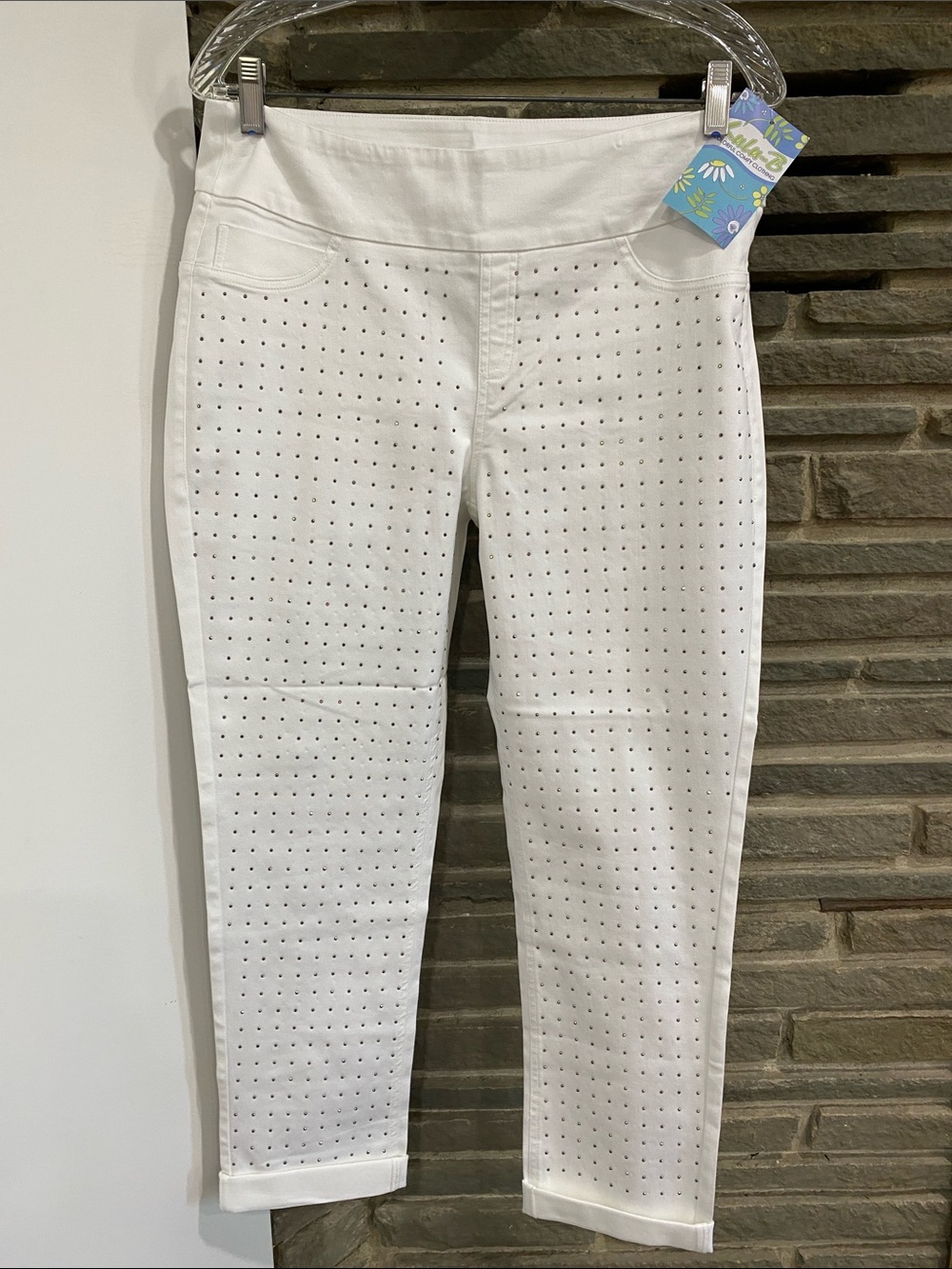 Lulu b White studded pockets Stretch Jeans pants comfort classic